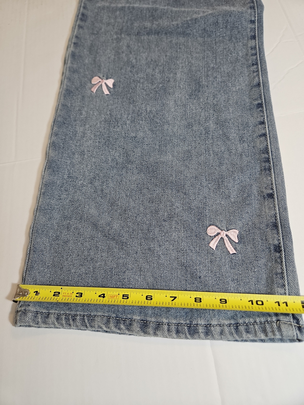 1030 T.E.N.T.H.I.R.T.Y Women's Straight Leg Blue Denim Jeans Pink Bow 13/31 - Picture 7 of 9